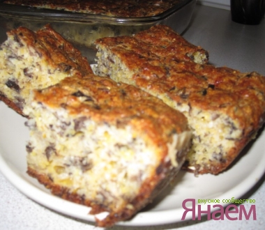 Пирог с грибами и кукурузной мукой