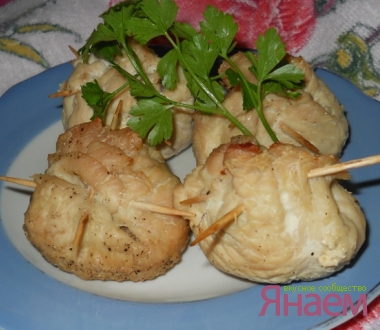 Мешочки с сыром и грибами