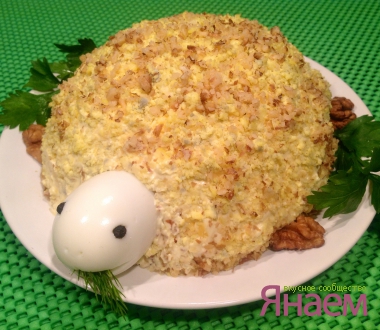 Салат из куриного мяса с яблоком "Черепашка"