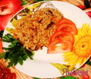 Ризотто с баклажанами и фаршем
