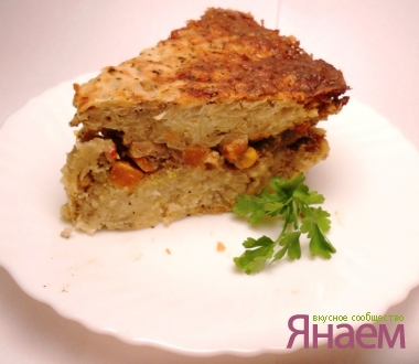 Картофельная запеканка с грибами и овощами