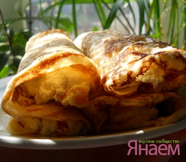 Блинчики с творогом и курагой