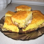 Наливной пирог с курицей и грибами