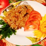 Ризотто с баклажанами и фаршем