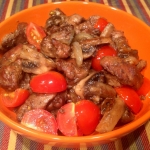 Куриная печень с шампиньонами